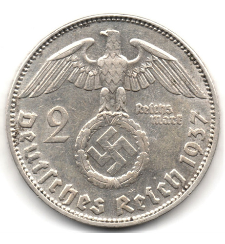 Alemania 2 Reichsmark 1937 D Tercer Reich Plata