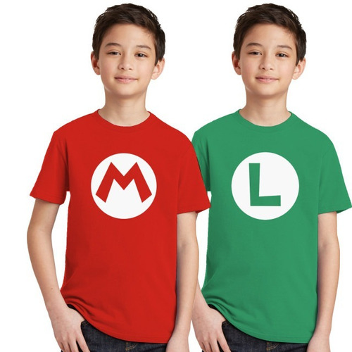 Remera Mario Y Luigi Logo Juego Algodon + Tu Nombre