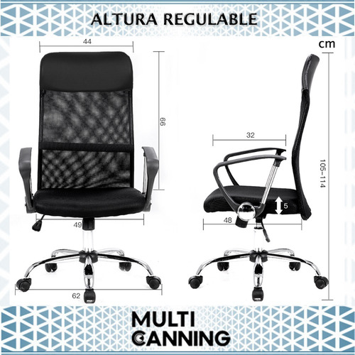 Imagen 4 de 10 de Silla Oficina Sillon Mesh Escritorio Pc Ejecutivo Premium