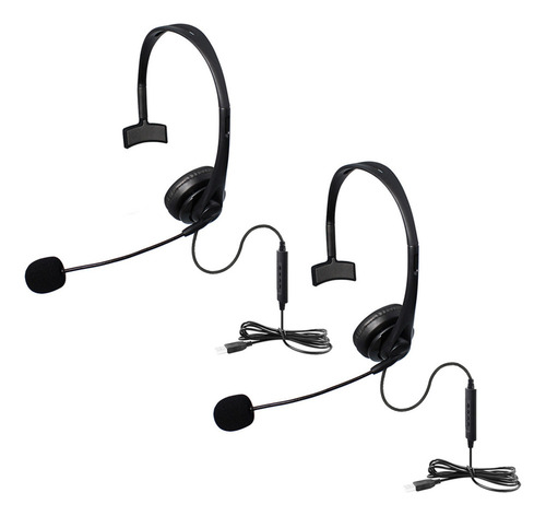 2 Auriculares Usb Para Call Center Con Micrófono Con Cancela