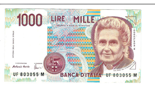 Italia Billete 1000 Liras 1990 - 803055 Figura M. Montessori