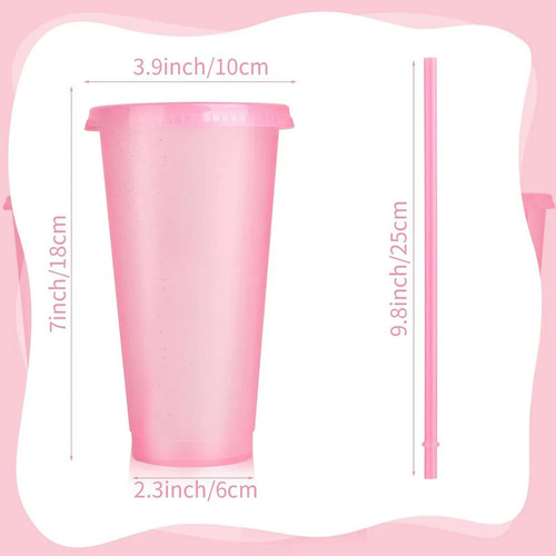 20 Vasos Reutilizables Plástico 710 Ml C/tapa Y Popote
