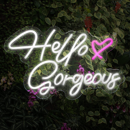 Letrero Neon Hello Gorgeous Luz Led Regulabl Para Decoracion