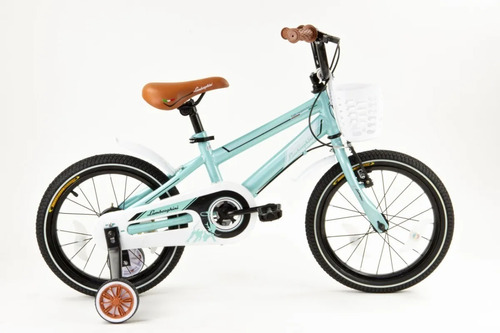 Bicicleta paseo infantil Dencar Lamborghini 7155  2024 R16 frenos v-brakes color celeste con ruedas de entrenamiento  