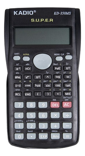 Calculadora Cientifica Kadio 350ms 240 Funciones / 2 Líneas Color Negro