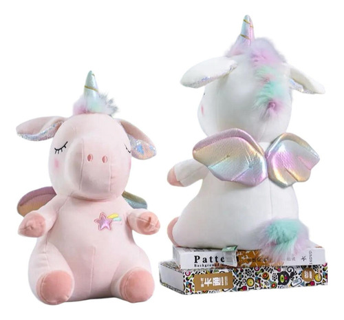 Peluche Unicornio Con Luz Y Musical 45 Cm Alto Dos Colores
