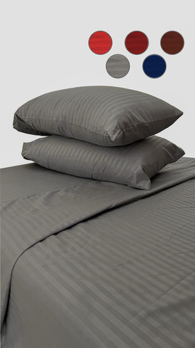 Juego De Sábanas King Size 3000 Hilos Egipcian Premium Gris Oscuro Rayas