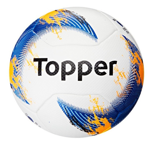 Bola De Futebol Campo Beach Soccer Topper Cor Branco, Azul e Laranja
