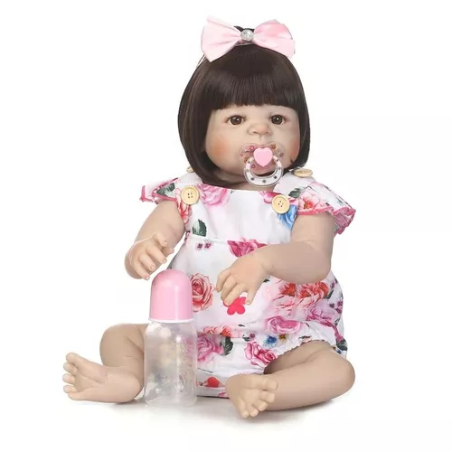 Boneca Bebê Reborn 100% Silicone Menina 55 Cm Pronta Entrega