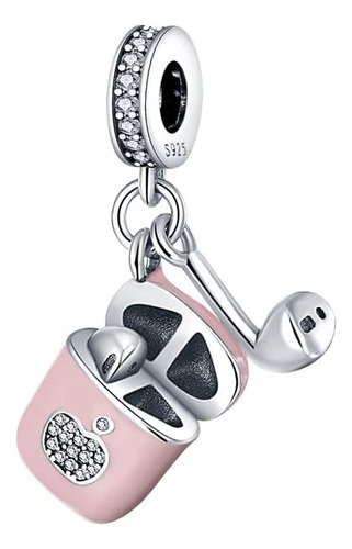 Pandach Pink Headphone Charm Bead Se Adapta A Pulseras De Di