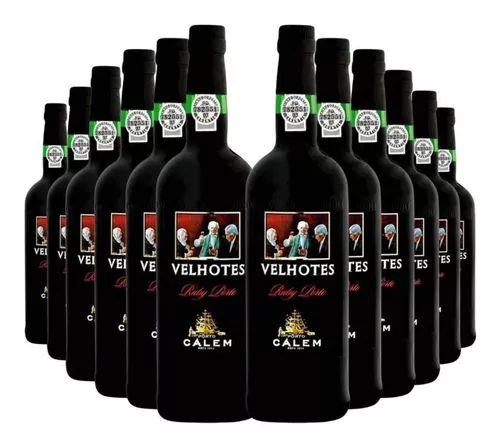 Kit Com 12 Un Vinho Ruby Calem Porto Velhotes sem juros | Parcelamento 750 Ml