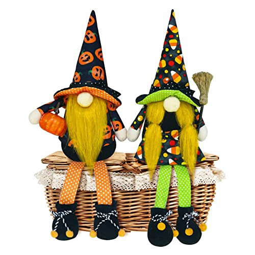 Halloween Candy Corn Gnome Plush Decoraciones,2 Pack 5731z