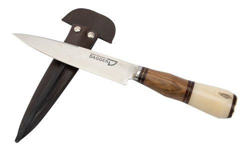 Cuchillo Artesanal Cabo Hueso Y Madera Hoja Acero Inox 14 Cm