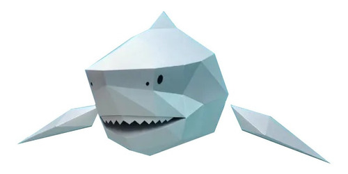 Imagen 1 de 5 de Cabeza De Tiburón De Papel 3d Decoración