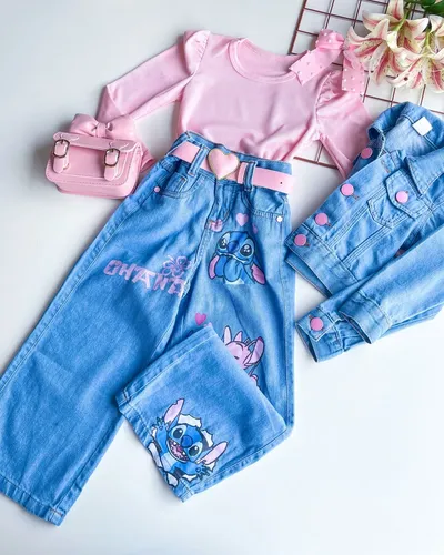 【美品】　na.e Stitch Wide Jeans Sサイズ Calça Jeans Wide Leg Stitch E Angel 4 A 12 Anos | Parcelamento sem