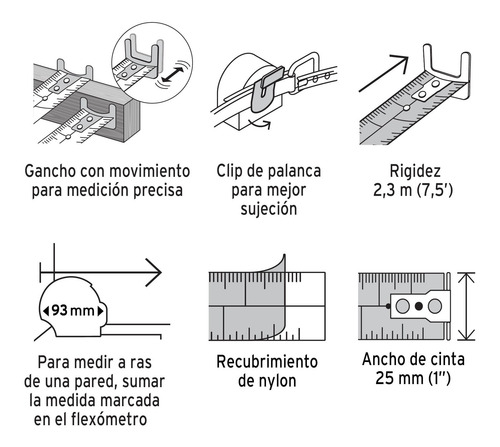 Cinta De Medir Flexometro 8 M Metrica Profesional Ancha