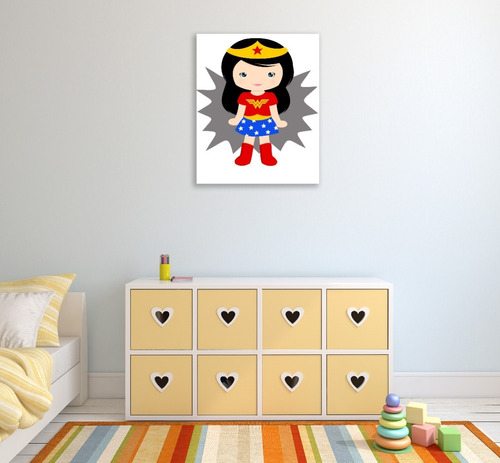 Cuadro Canvas Infantil Mujer Maravilla Niña Heroína 45x55cm