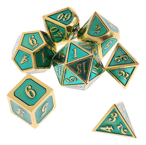 Dados Poliédricos Metálicos 7x For Dungeons And Dragons