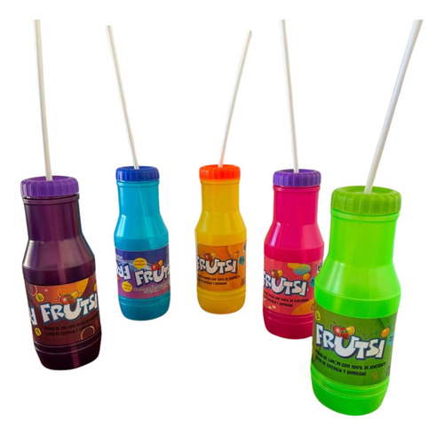 Kit Vaso Botella Plástico Forma Frutsi Fiesta 13pz