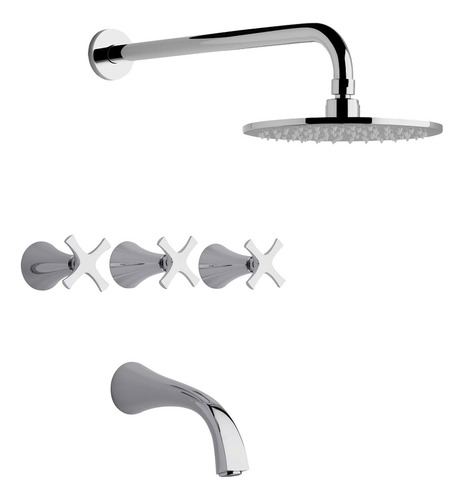 Griferia Ducha 2 Llaves Transferencia Fv Alesia 103/49 Plateado Brillante
