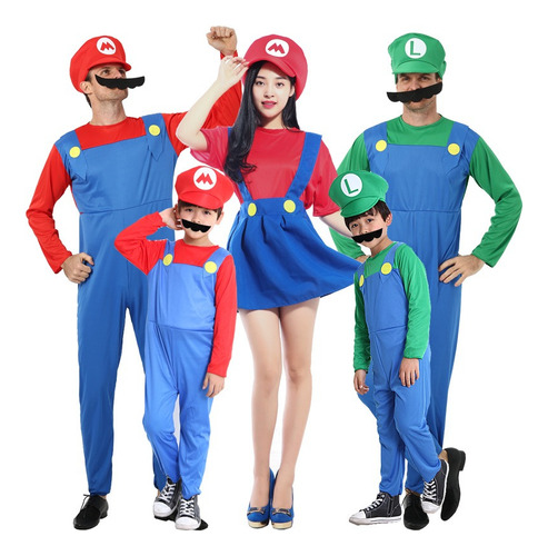 Disfraces De Super Mario Bros Para Padres E Hijos, Conjunto De Ropa Para Fiesta De Halloween