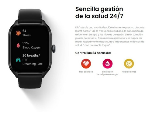 Imagen 6 de 9 de Smartwatch Amazfit GTS 4 1.75" caja de policarbonato black, malla misty white de fluoroelastómero y bisel rosa ouro de aleación de aluminio