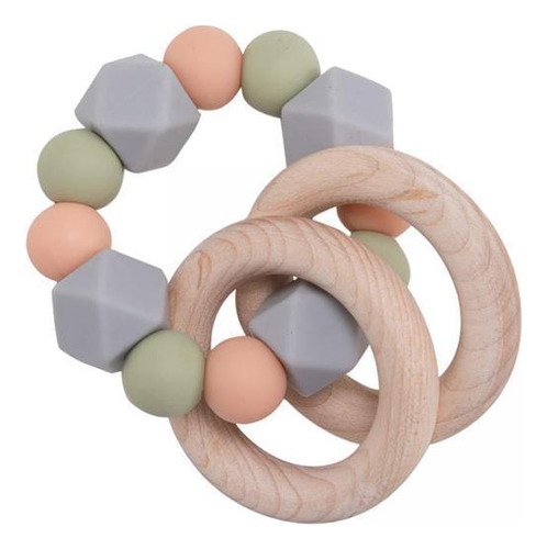 4 Pulsera De Madera Para La Dentición Para Bebés Y Gris