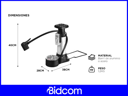 Bomba De Pie Gadnic Medidor 180 Psi Alta Presión Universal