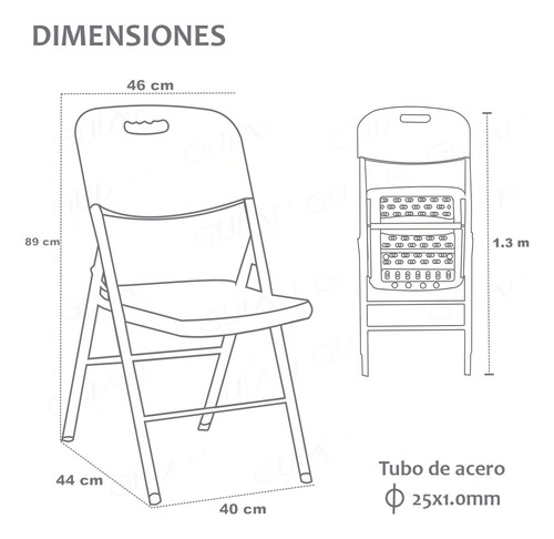 Set 2 Sillas Blancas Plegables Plástico Alta Densidad