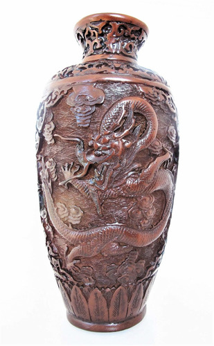 Jarrón De Dragón Chino Florero Escultórico Oriental Decorati