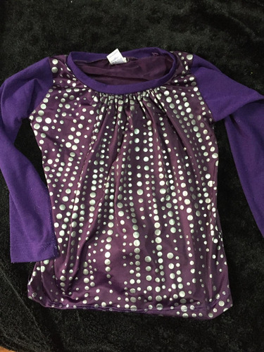 Remera Niña Manga Larga Violeta C/ Adorno Plateado Impecable