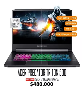 Notebook Gamer Acer Predator Triton 500 I7 2070 Super 300hz