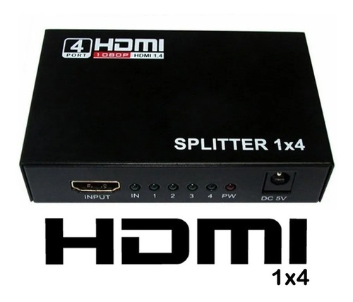 Imagen 1 de 2 de Splitter Hdmi Multiplicador, 1 Entrada, 4 Salidas, 1x4 1080p
