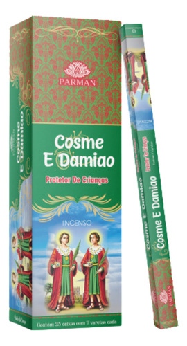 Incenso Parman Cosme E Damião Box 25 Caixas 7 Varetas