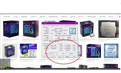 Processador Intel I3-8100 Coffe Lake, Lga 1151