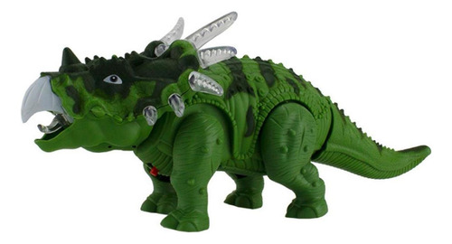 Brinquedo Dinossauro Plástico Com Luz E Som 3 Pilhas Verde