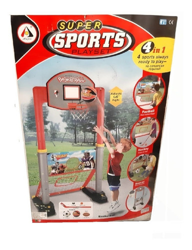 Aro Basquet Futbol Hockey Rugby Set 4 En 1  Amj