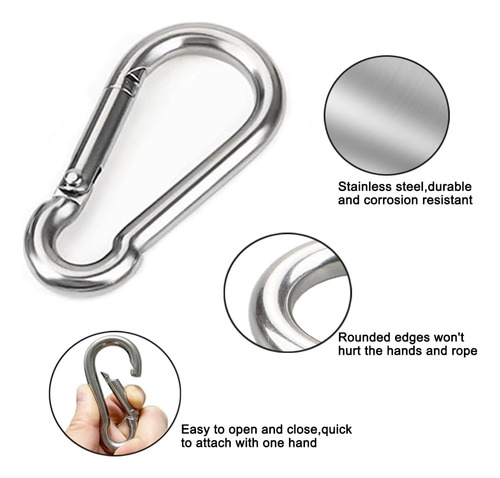 4 Ganchos De Resorte De Acero Inoxidable, Clips De Mosquetón