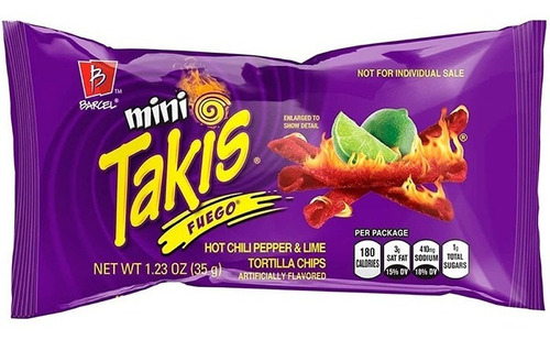 Snack Takis Fuego Picante Sabor Chile Y Lima X2 Paq De 35 Gr