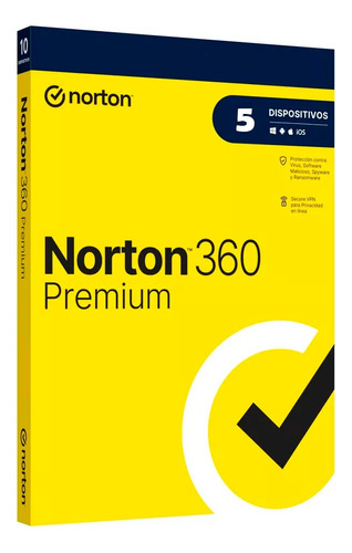 Antivirus Norton 360 Premium - 5 Dispositivos - 2 Años Act
