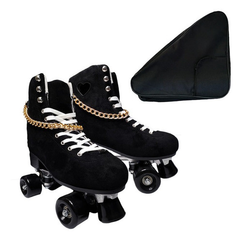 Patines Urbano De Gamuza Roller Quads Clásicos Y Mochila