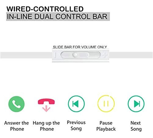Audífono Blanco De 3,5 Mm Con Micrófono, Control De Volumen