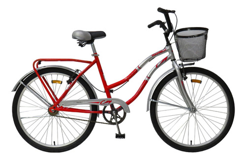 Bicicleta paseo femenina Tomaselli City 1v frenos v-brakes color rojo con pie de apoyo  