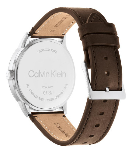 Reloj Calvin Klein Brave Para Hombre De Acero 25200216 Ss Color De La Malla Marrón Oscuro Color Del Bisel Plateado Color Del Fondo Azul