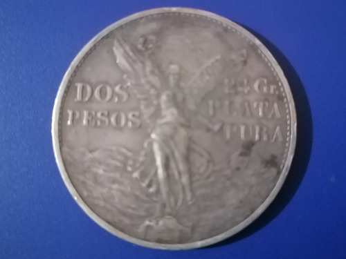 Moneda De 2 Pesos Angel De La Indepen Mexico 1921 Plata 24g.