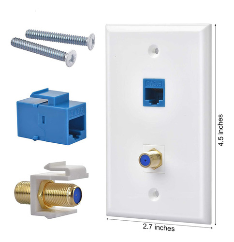 2 Paquetes De Tomas De Pared Coaxiales Ethernet Con 1 Keysto