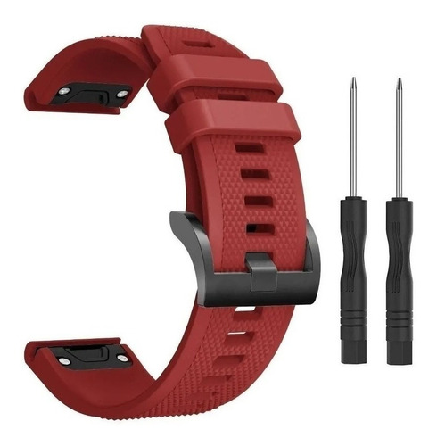 Kit Pulseira Para Garmin Fenix 5 6 935 945 Com Chaves E Anel Cor Vermelho Vinho Largura 22mm