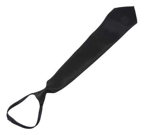 4 Corbatas De Poliéster Negro Liso Con Cremallera Suave Para