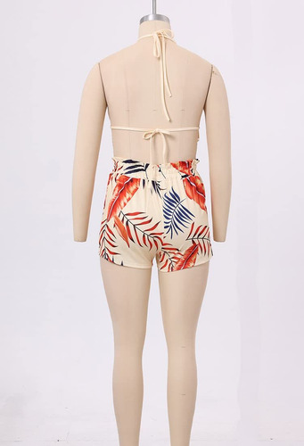 06 Traje Baño Hawaiano Paramujer 3 Piezas Conjunto Playa