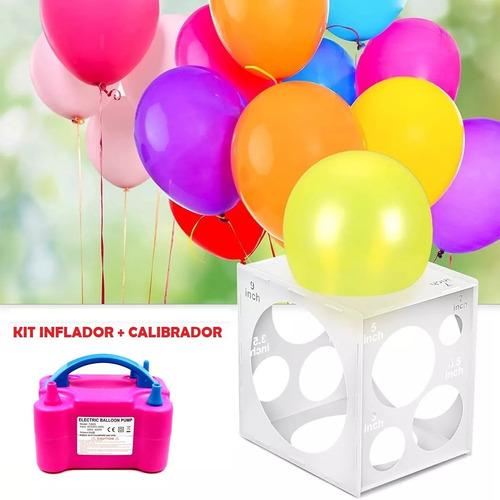 Inflador Eléctrico De Bombas + Calibrador De Globos Decoraci